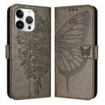 Embossed Butterfly Leather Phone Case, For iPhone 17e / 16e, For iPhone 17 Pro Max, For iPhone 17 Pro, For iPhone 17, For iPhone Air, For iPhone 16 Pro Max