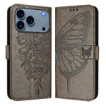 Embossed Butterfly Leather Phone Case, For iPhone 17e / 16e, For iPhone 17 Pro Max, For iPhone 17 Pro, For iPhone 17, For iPhone Air, For iPhone 16 Pro Max