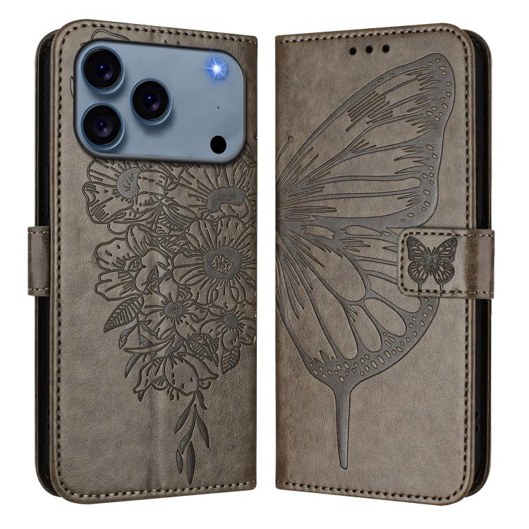 Embossed Butterfly Leather Phone Case, For iPhone 17e / 16e, For iPhone 17 Pro Max, For iPhone 17 Pro, For iPhone 17, For iPhone Air, For iPhone 16 Pro Max