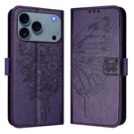Embossed Butterfly Leather Phone Case, For iPhone 17e / 16e, For iPhone 17 Pro Max, For iPhone 17 Pro, For iPhone 17, For iPhone Air, For iPhone 16 Pro Max