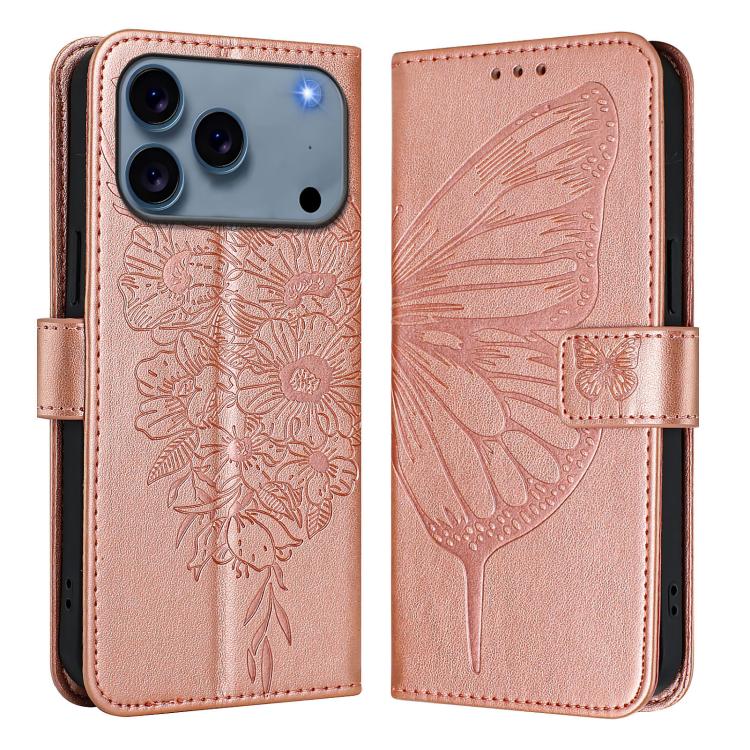 Embossed Butterfly Leather Phone Case, For iPhone 17e / 16e, For iPhone 17 Pro Max, For iPhone 17 Pro, For iPhone 17, For iPhone Air, For iPhone 16 Pro Max