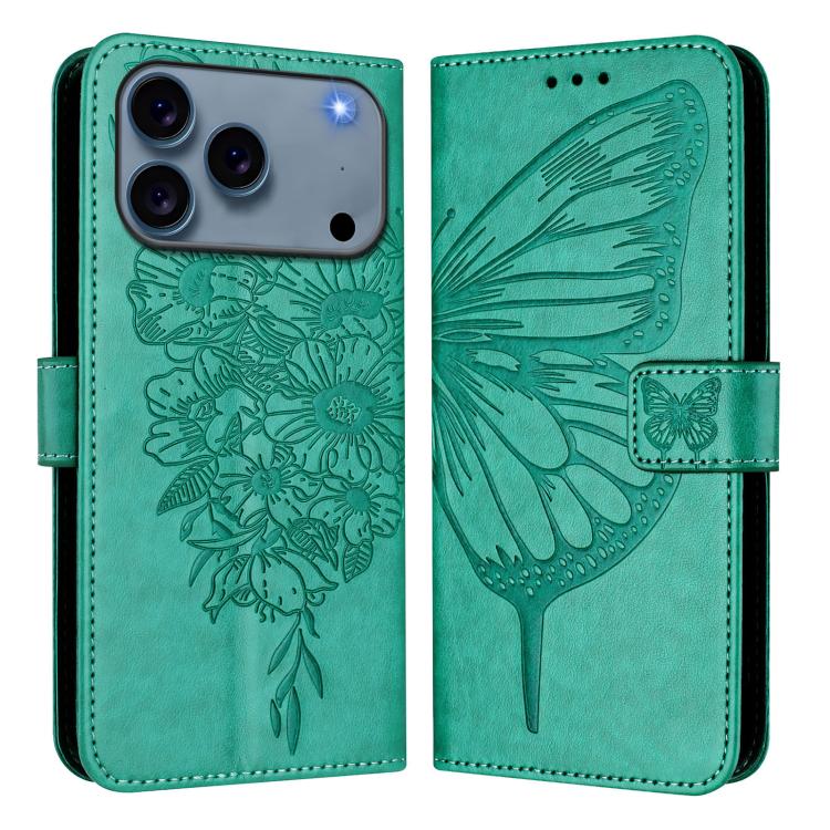 Embossed Butterfly Leather Phone Case, For iPhone 17e / 16e, For iPhone 17 Pro Max, For iPhone 17 Pro, For iPhone 17, For iPhone Air, For iPhone 16 Pro Max