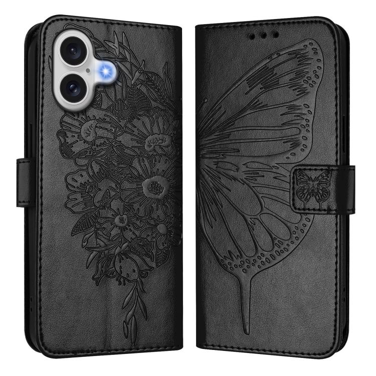 Embossed Butterfly Leather Phone Case, For iPhone 17e / 16e, For iPhone 17 Pro Max, For iPhone 17 Pro, For iPhone 17, For iPhone Air, For iPhone 16 Pro Max