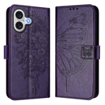 Embossed Butterfly Leather Phone Case, For iPhone 17e / 16e, For iPhone 17 Pro Max, For iPhone 17 Pro, For iPhone 17, For iPhone Air, For iPhone 16 Pro Max