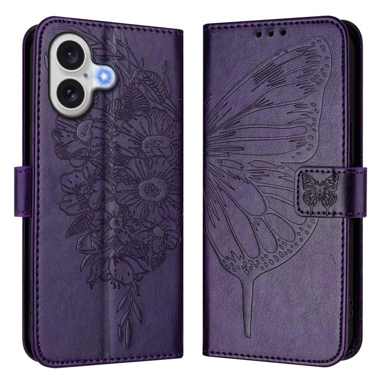 Embossed Butterfly Leather Phone Case, For iPhone 17e / 16e, For iPhone 17 Pro Max, For iPhone 17 Pro, For iPhone 17, For iPhone Air, For iPhone 16 Pro Max