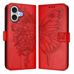 Embossed Butterfly Leather Phone Case, For iPhone 17e / 16e, For iPhone 17 Pro Max, For iPhone 17 Pro, For iPhone 17, For iPhone Air, For iPhone 16 Pro Max
