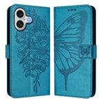 Embossed Butterfly Leather Phone Case, For iPhone 17e / 16e, For iPhone 17 Pro Max, For iPhone 17 Pro, For iPhone 17, For iPhone Air, For iPhone 16 Pro Max