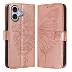 Embossed Butterfly Leather Phone Case, For iPhone 17e / 16e, For iPhone 17 Pro Max, For iPhone 17 Pro, For iPhone 17, For iPhone Air, For iPhone 16 Pro Max