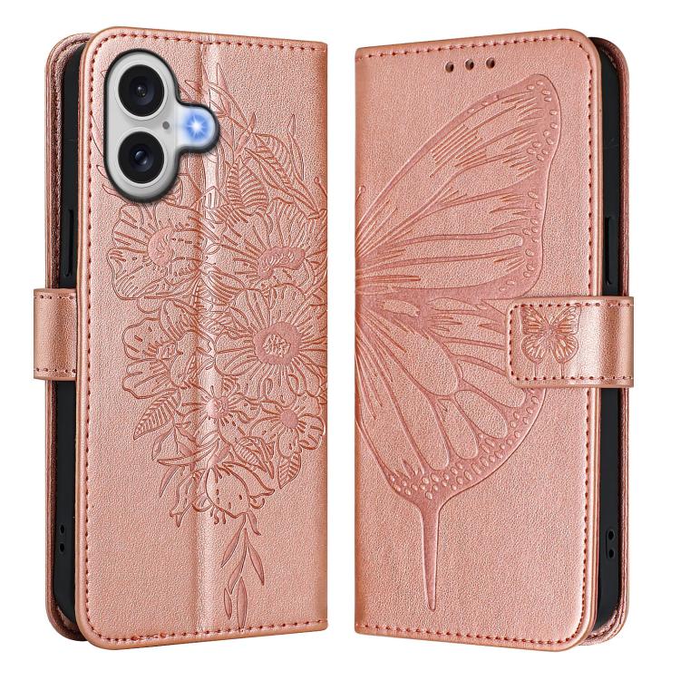Embossed Butterfly Leather Phone Case, For iPhone 17e / 16e, For iPhone 17 Pro Max, For iPhone 17 Pro, For iPhone 17, For iPhone Air, For iPhone 16 Pro Max