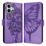 Embossed Butterfly Leather Phone Case, For iPhone 17e / 16e, For iPhone 17 Pro Max, For iPhone 17 Pro, For iPhone 17, For iPhone Air, For iPhone 16 Pro Max