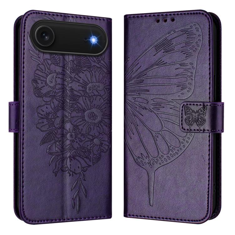 Embossed Butterfly Leather Phone Case, For iPhone 17e / 16e, For iPhone 17 Pro Max, For iPhone 17 Pro, For iPhone 17, For iPhone Air, For iPhone 16 Pro Max
