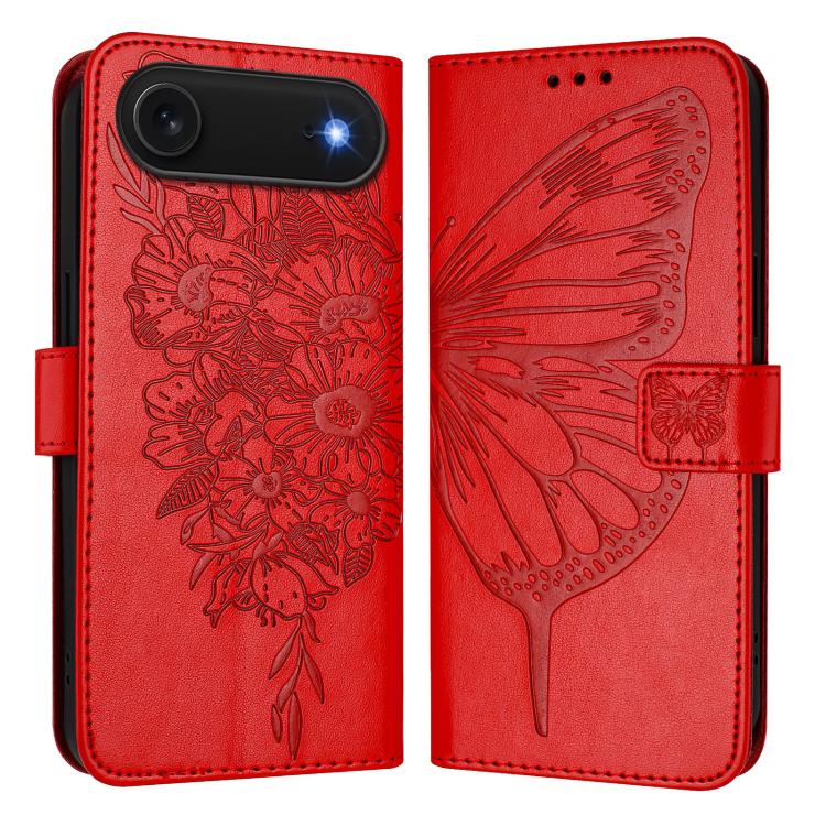Embossed Butterfly Leather Phone Case, For iPhone 17e / 16e, For iPhone 17 Pro Max, For iPhone 17 Pro, For iPhone 17, For iPhone Air, For iPhone 16 Pro Max