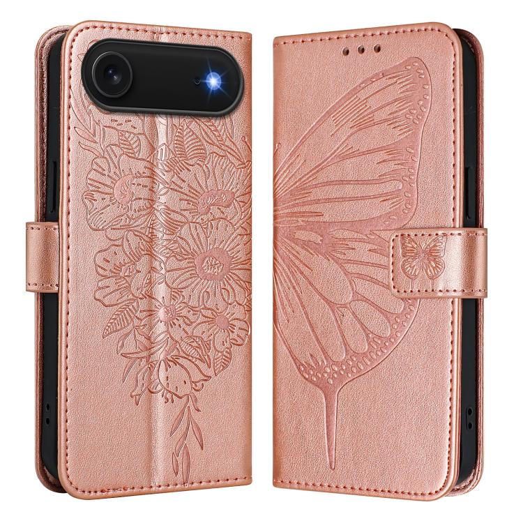 Embossed Butterfly Leather Phone Case, For iPhone 17e / 16e, For iPhone 17 Pro Max, For iPhone 17 Pro, For iPhone 17, For iPhone Air, For iPhone 16 Pro Max