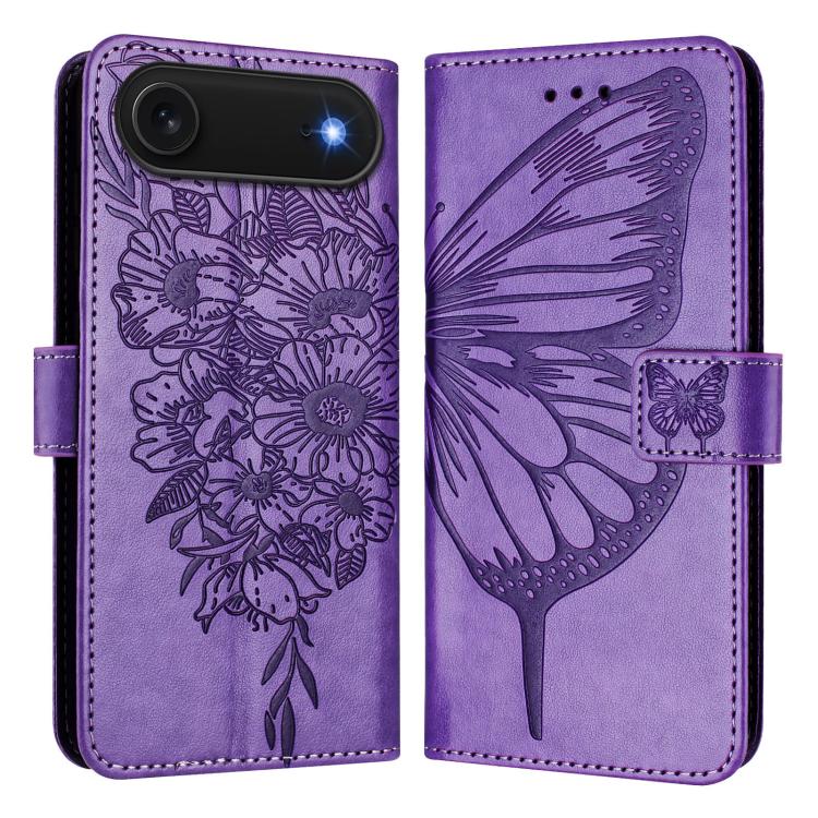 Embossed Butterfly Leather Phone Case, For iPhone 17e / 16e, For iPhone 17 Pro Max, For iPhone 17 Pro, For iPhone 17, For iPhone Air, For iPhone 16 Pro Max