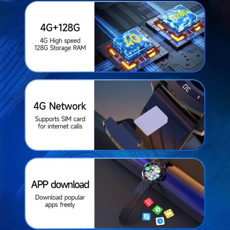MT27 4G+64G 1.6인치 IP67 방수 4G 안드로이드 8.1 스마트 시계 심박수 / GPS 지원, 가죽 밴드