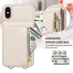 크로스바디 랜야드 지퍼 지갑 가죽 휴대폰 케이스, 아이폰 XS Max용, 아이폰 7 Plus / 8 Plus용