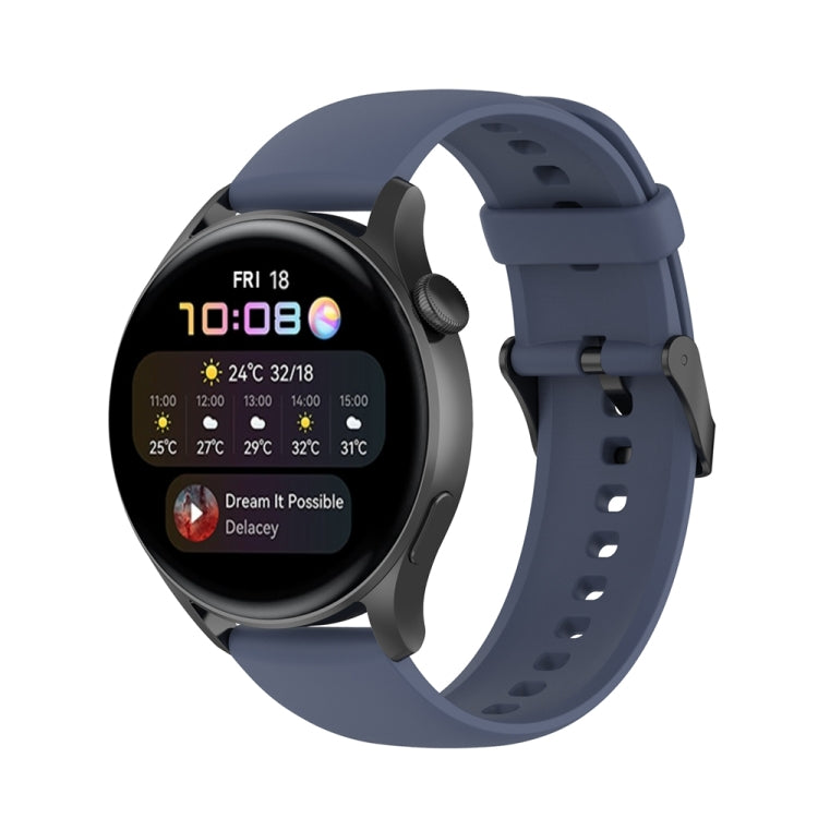 Solid Color Silicone Stainless Steel Black Buckle Watch Band, Black Buckle