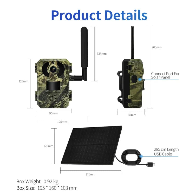 ESCAM QF380 4MP 네트워크 태양광 PIR 경보 스마트 야생 동물 사냥 카메라, EU 버전, AU 버전, US 버전