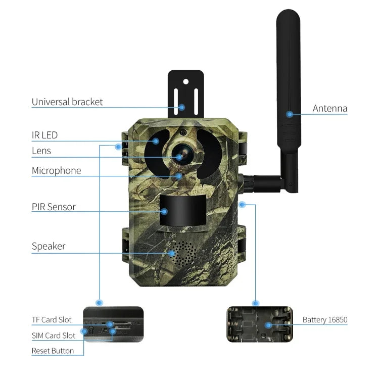 ESCAM QF380 4MP 네트워크 태양광 PIR 경보 스마트 야생 동물 사냥 카메라, EU 버전, AU 버전, US 버전