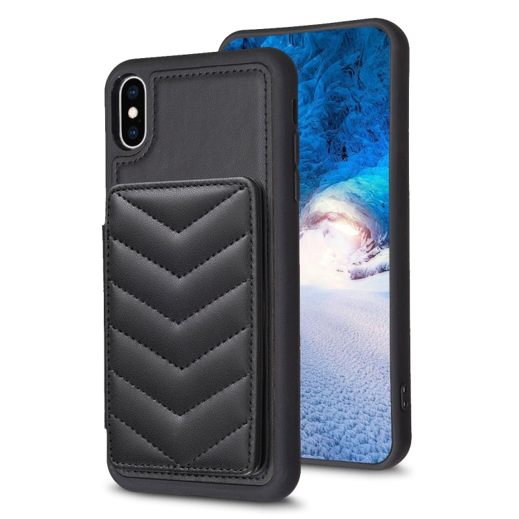 BF26 Wave Pattern Card Bag Holder Phone Case, For iPhone XS Max, For iPhone 8 Plus / 7 Plus