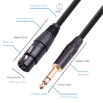 6.35mm 1/4 TRS 수컷 to XLR 3핀 암 마이크로폰 케이블, 1m, 1.8m, 3m, 5m, 10m