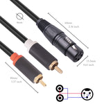 RCA20 XLR 암-듀얼 RCA Y-스플리터 오디오 케이블, 1m, 2m, 3m