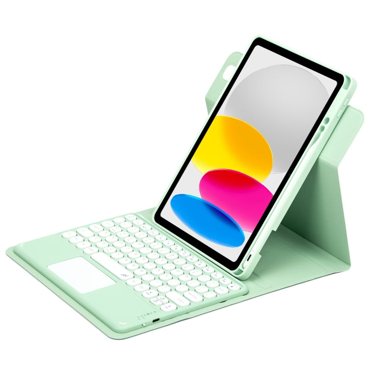 라운드 버튼 360도 회전 가능한 블루투스 키보드 가죽 케이스 터치패드 포함, iPad 10세대 10.9 2022용, iPad Air 2022 / iPad Pro 11 2021용, iPad 10.2 2021 / Air 2019용