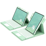라운드 버튼 360도 회전 가능한 블루투스 키보드 가죽 케이스 터치패드 포함, iPad 10세대 10.9 2022용, iPad Air 2022 / iPad Pro 11 2021용, iPad 10.2 2021 / Air 2019용