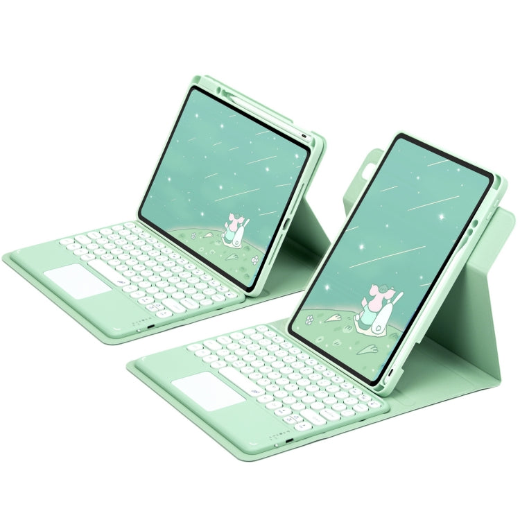 라운드 버튼 360도 회전 가능한 블루투스 키보드 가죽 케이스 터치패드 포함, iPad 10세대 10.9 2022용, iPad Air 2022 / iPad Pro 11 2021용, iPad 10.2 2021 / Air 2019용