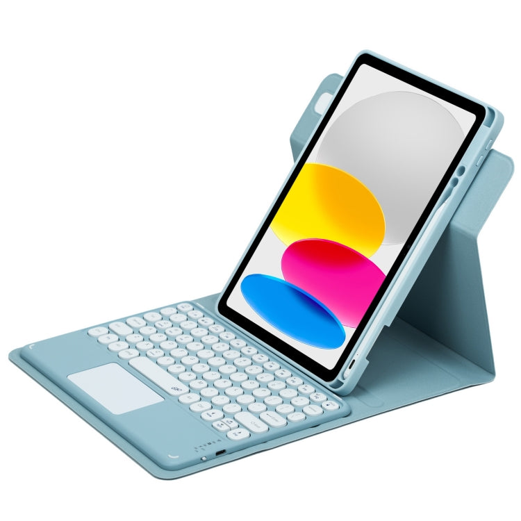 라운드 버튼 360도 회전 가능한 블루투스 키보드 가죽 케이스 터치패드 포함, iPad 10세대 10.9 2022용, iPad Air 2022 / iPad Pro 11 2021용, iPad 10.2 2021 / Air 2019용