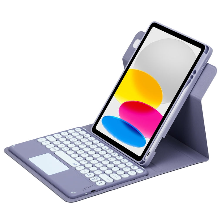 라운드 버튼 360도 회전 가능한 블루투스 키보드 가죽 케이스 터치패드 포함, iPad 10세대 10.9 2022용, iPad Air 2022 / iPad Pro 11 2021용, iPad 10.2 2021 / Air 2019용