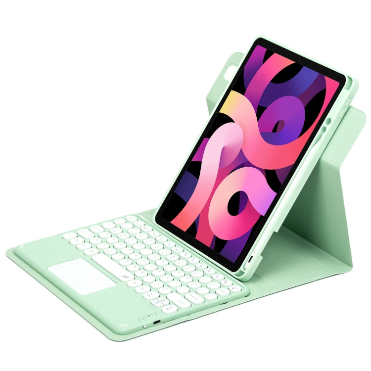 라운드 버튼 360도 회전 가능한 블루투스 키보드 가죽 케이스 터치패드 포함, iPad 10세대 10.9 2022용, iPad Air 2022 / iPad Pro 11 2021용, iPad 10.2 2021 / Air 2019용