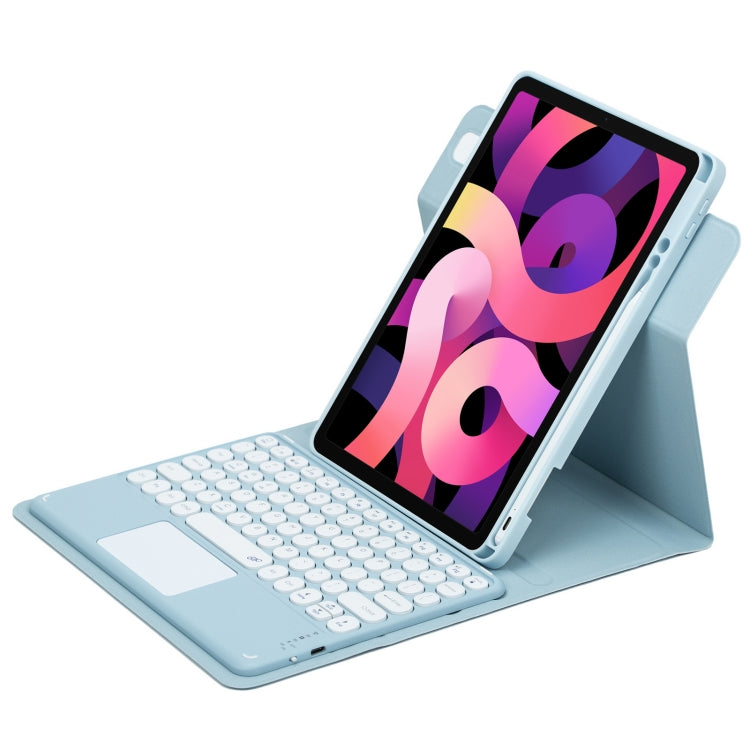라운드 버튼 360도 회전 가능한 블루투스 키보드 가죽 케이스 터치패드 포함, iPad 10세대 10.9 2022용, iPad Air 2022 / iPad Pro 11 2021용, iPad 10.2 2021 / Air 2019용