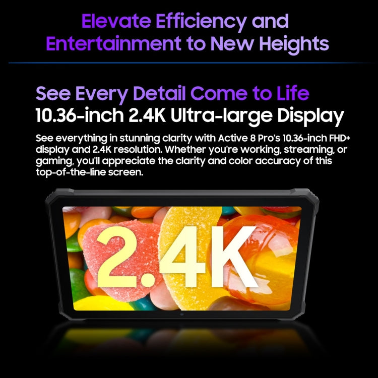 Blackview Active 8 Pro 4G 러기드 태블릿, 10.36인치 8GB+256GB 안드로이드 14 MT6789 옥타 코어 듀얼 SIM 지원, 글로벌 버전 구글 플레이 포함, EU 플러그, Active 8 Pro