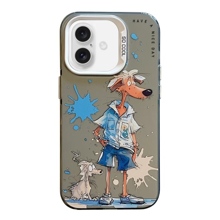 동물 무늬 유화 시리즈 PC + TPU 휴대폰 케이스, 아이폰 16 프로 맥스용