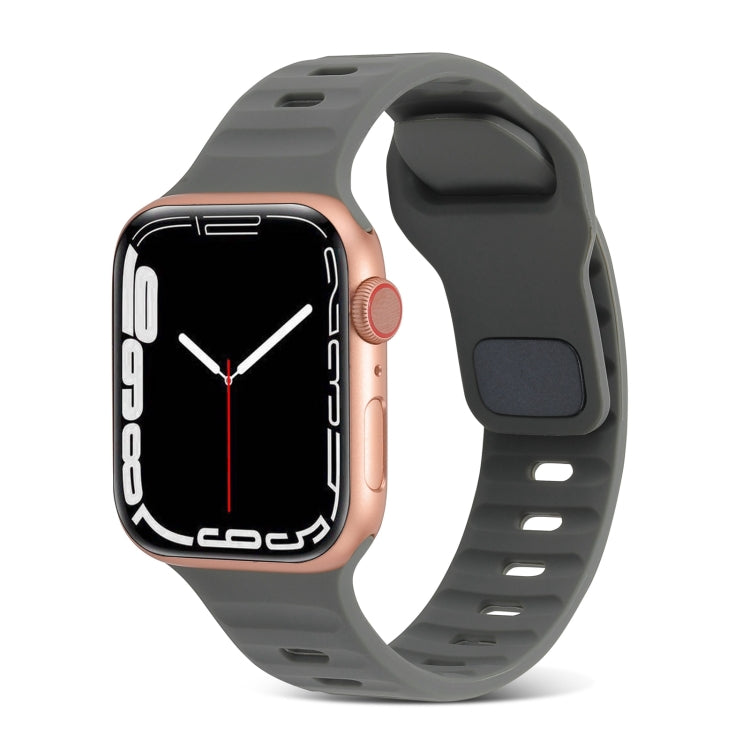Square Buckle Stripes Silicone Watch Band, For Apple Watch Series 9 41mm, For Apple Watch Ultra 49mm