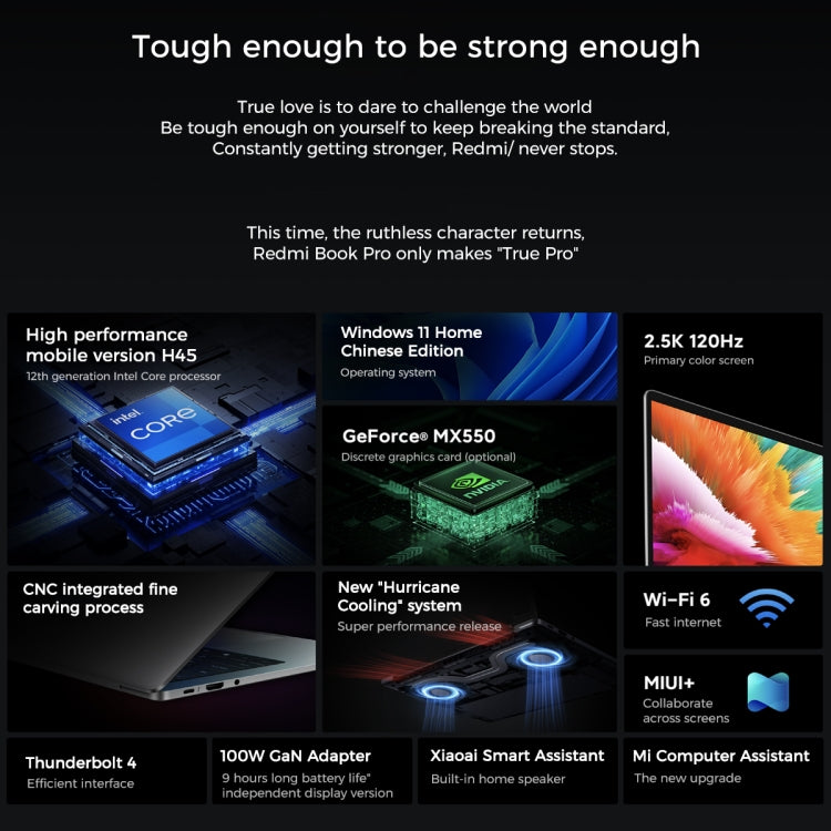 샤오미 RedmiBook Pro 14인치 노트북, 윈도우 11 홈 중국어 버전, 인텔 12세대 코어 i7-12650H 데카 코어 MX550 외장 그래픽, i7-12650H MX550