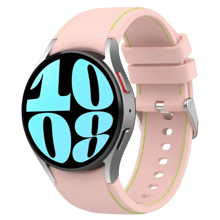 Leather Silicone Watch Band, For Samsung Galaxy Watch 6 / 6 Classic