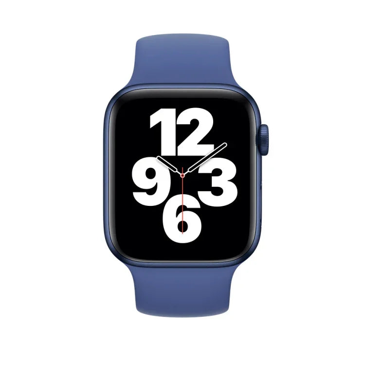 Apple Watch Series 8&7 41mm / SE 2&6&SE&5&4 40mm / 3&2&1 38mm용 단색 탄성 실리콘 시계 밴드, 사이즈:M 143mm (아쿠아 블루), 사이즈:M 143mm