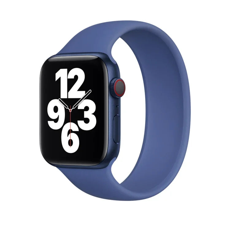 Apple Watch Series 8&7 41mm / SE 2&6&SE&5&4 40mm / 3&2&1 38mm용 단색 탄성 실리콘 시계 밴드, 사이즈:M 143mm (아쿠아 블루), 사이즈:M 143mm