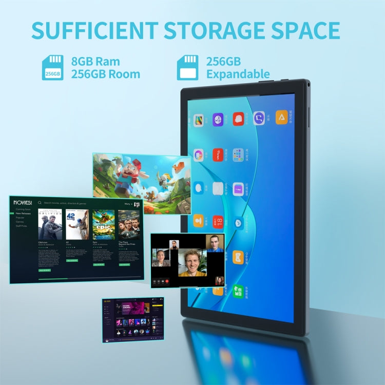 BDF P70 4G LTE 태블릿 PC 10.1인치, 안드로이드 12 MTK6762 옥타 코어, 듀얼 SIM 지원, EU 플러그, 8GB+256GB