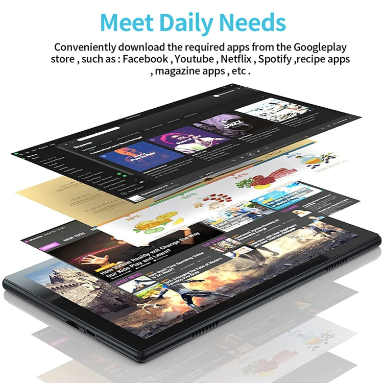 BDF P70 4G LTE 태블릿 PC 10.1인치, 안드로이드 12 MTK6762 옥타 코어, 듀얼 SIM 지원, EU 플러그, 8GB+256GB