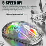 XUNFOX XYH20RGB 2.4G + BT + 유선 투명 2400DPI RGB 라이트 게이밍 마우스, 2.4G + BT + 유선