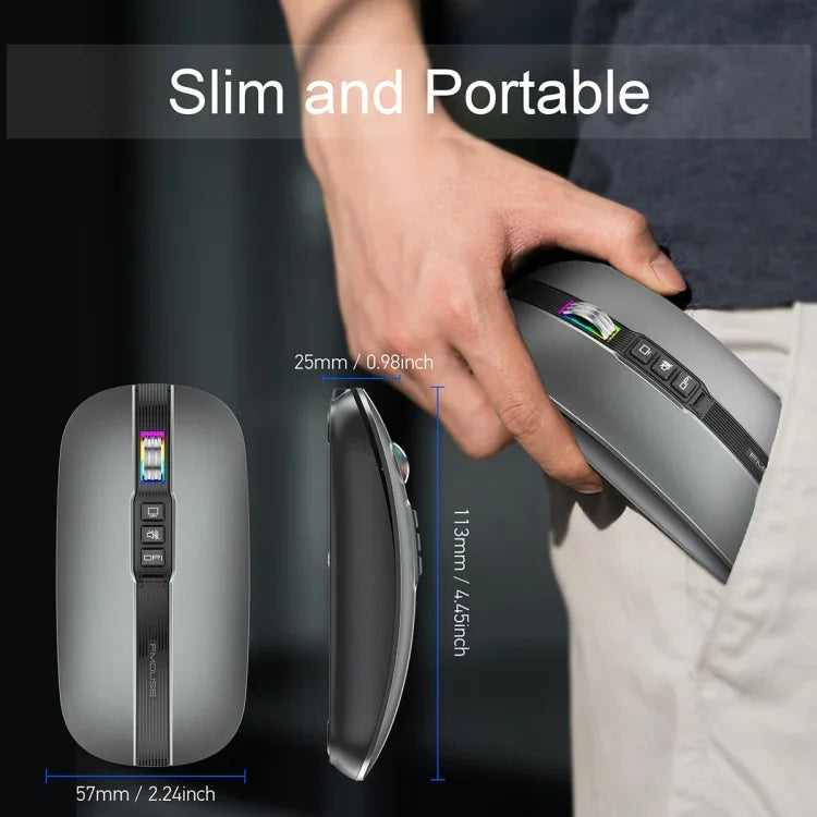 HXSJ M113 2400DPI Dual Mode 2.4GHz + Bluetooth 5.1 Wireless Mouse