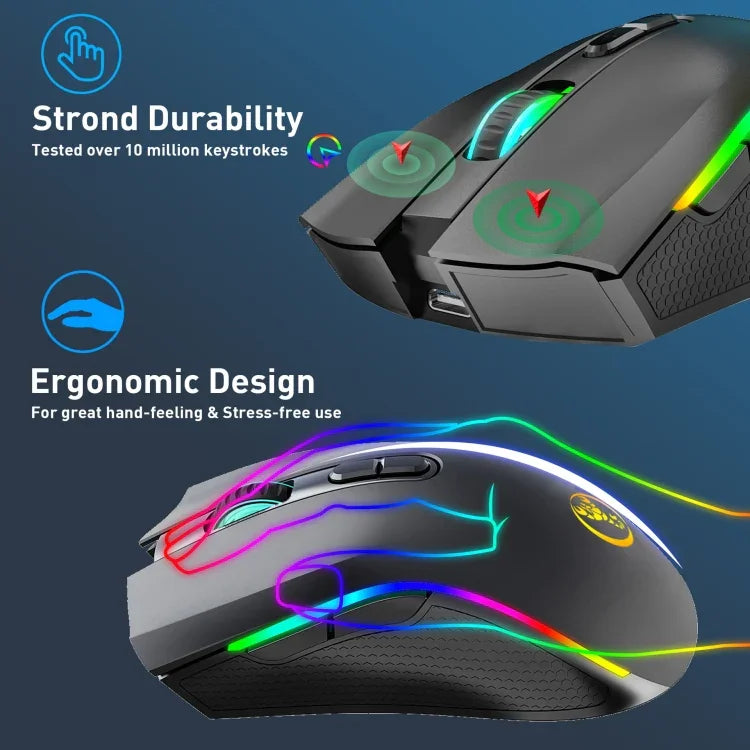 HXSJ T69 4800DPI RGB 2.4GHz 무선 마우스, T69
