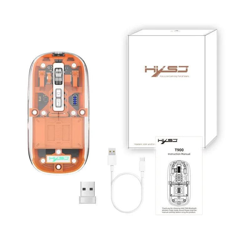 HXSJ T900 투명 자석 3모드 무선 게이밍 마우스