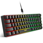 HXSJ V200 유선 RGB 백라이트 기계식 키보드 68키 캡, 케이블 길이: 1.7m, V200 블랙, V200 화이트