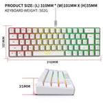 HXSJ V200 유선 RGB 백라이트 기계식 키보드 68키 캡, 케이블 길이: 1.7m, V200 블랙, V200 화이트