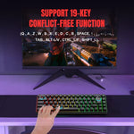 HXSJ V200 유선 RGB 백라이트 기계식 키보드 68키 캡, 케이블 길이: 1.7m, V200 블랙, V200 화이트