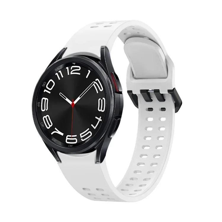 Double-row Hole Solid Color Silicone Watch Band, For Samsung Galaxy Watch 6